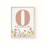 Girls Nursery Floral Personalised Print Set Vintage Wildflower - Image 2