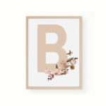 Girls Nursery Floral Personalised Little Wildflower Boho Six Print Set Beige - Image 2