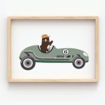 Vintage Animal Race Car Wall Art Set Boys Room Printed Nursery Decor - Image 3