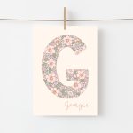 Initial Letter Girls Floral Personalised Print Cream