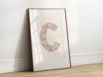 Initial Letter Girls Floral Personalised Print Cream