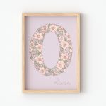 Initial Letter Girls Floral Personalised Print Purple
