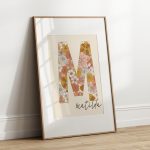 Letter Print Girls Retro Floral Wall Art - Image 3