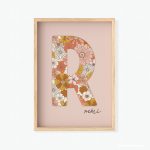 Letter Print Girls Retro Floral Wall Art Pink - Image 2
