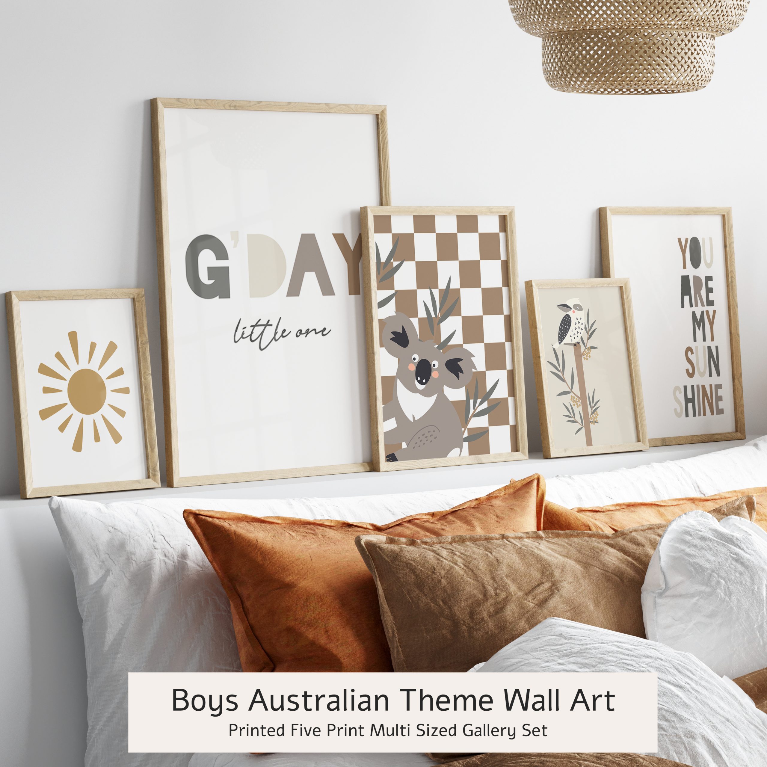 Australian Animal Nursery Prints – Set of Boho Koala Wall Art